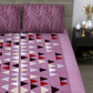 Pink & White Geometric Print King Size Fitted Bedsheet with 2 Pillow Covers