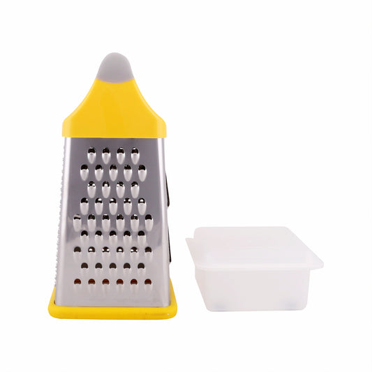 Classy Touch - 4 in 1 Stainless Steel, Silicone Grater With Container Yellow - Ghar Sajawat