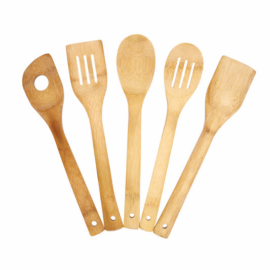 Classy Touch - Bambo Spoon Wood Spoon Set Of 5 Wooden - Ghar Sajawat