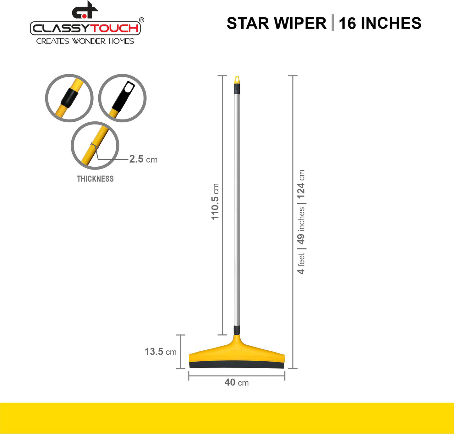 Classy Touch - Star Wiper 16" (Ct-1173) Yellow - Ghar Sajawat