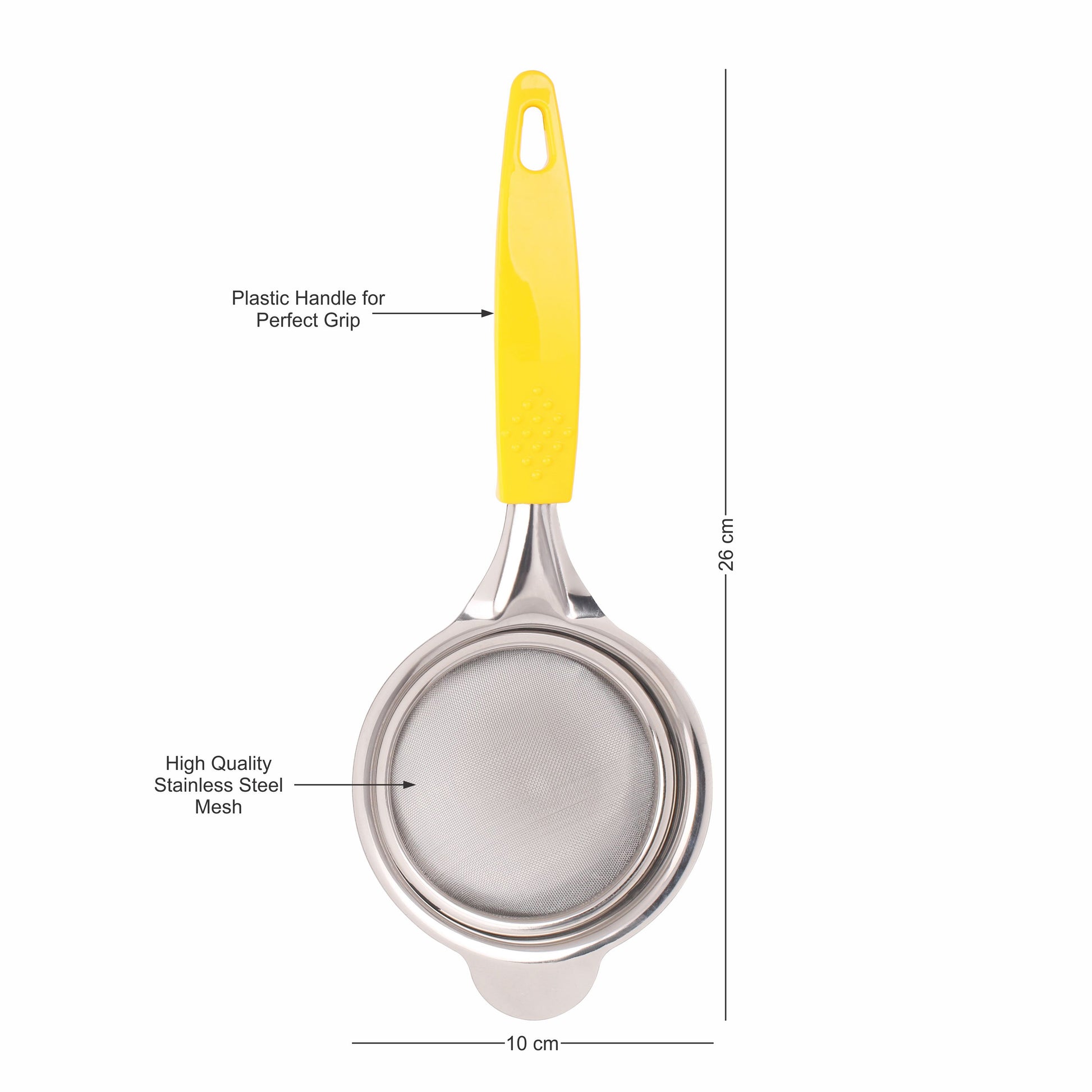 Classy Touch - Tea Strainer Stainless Steel Double Mesh Tea Strainer (Large) Yellow - Ghar Sajawat