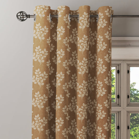 Curtain Street - Athena Leaf Curtain (00101-002) Beige