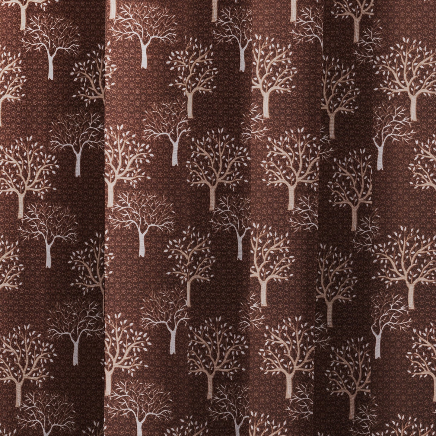 Curtain Street - Heavy Print Damask Tree Curtain (00101) Coffee