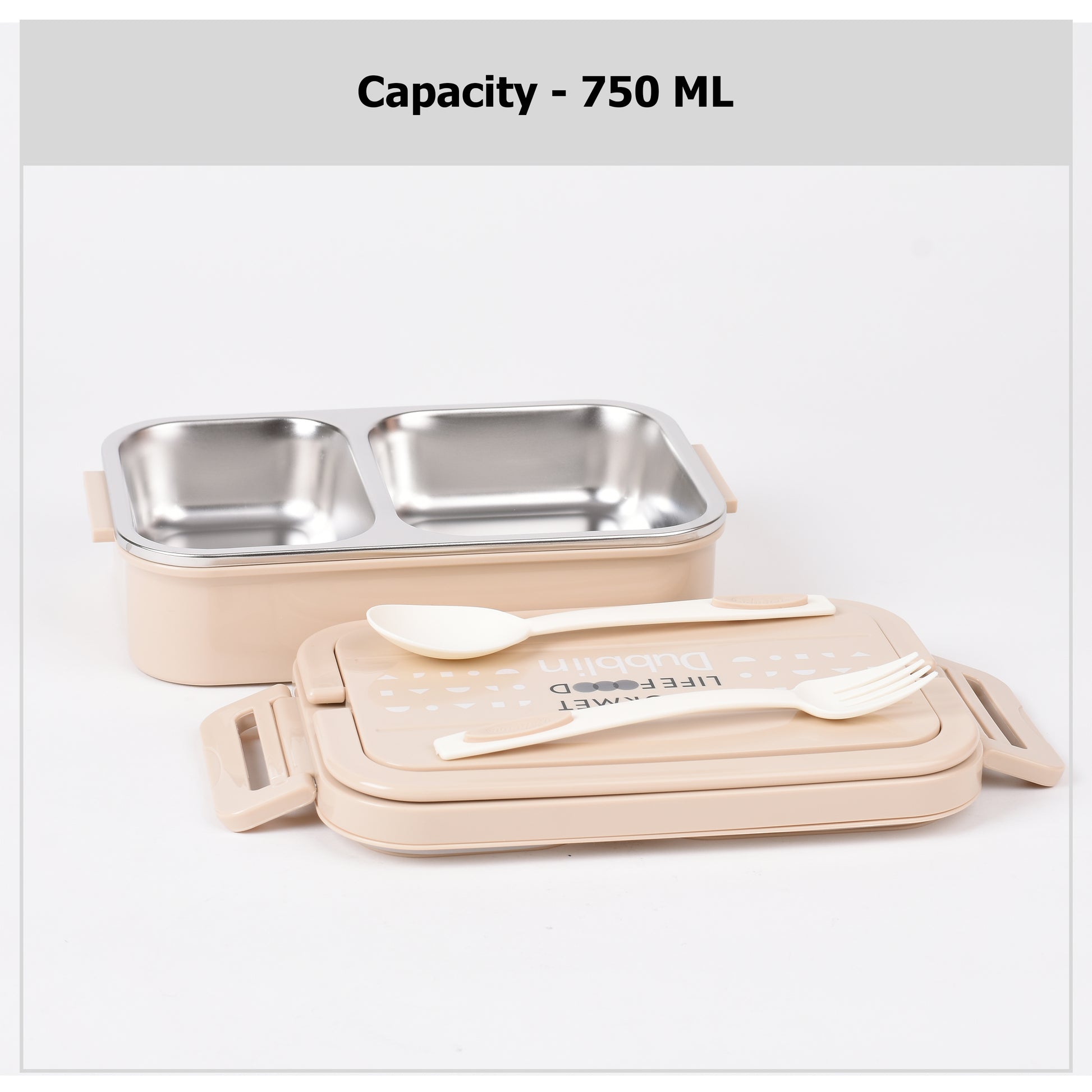 Dubblin - Brunch Stainless Steel Lunch Box 1Pcs (750ML) Ivory - Ghar Sajawat