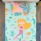 EverHome Sea Green Cartoon Character Print 100%Cotton Single Bedsheet with 1 Pillow Cover (150X224 cm)