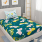 EverHome Dark Green Printed 100%Cotton Single Bedsheet with 1 Pillow Cover (150X224 cm)