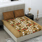 Brown & White Geometric Print King Size Fitted Bedsheet with 2 Pillow Covers