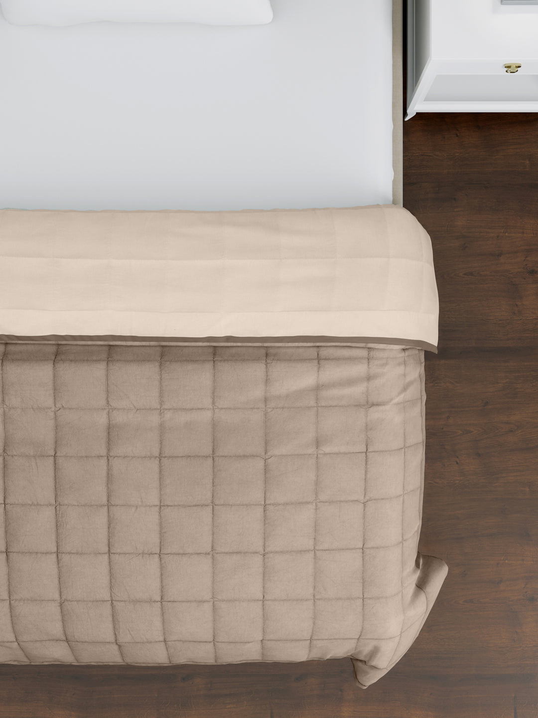 Brown Cambric Cotton Reversible Dohar - Double