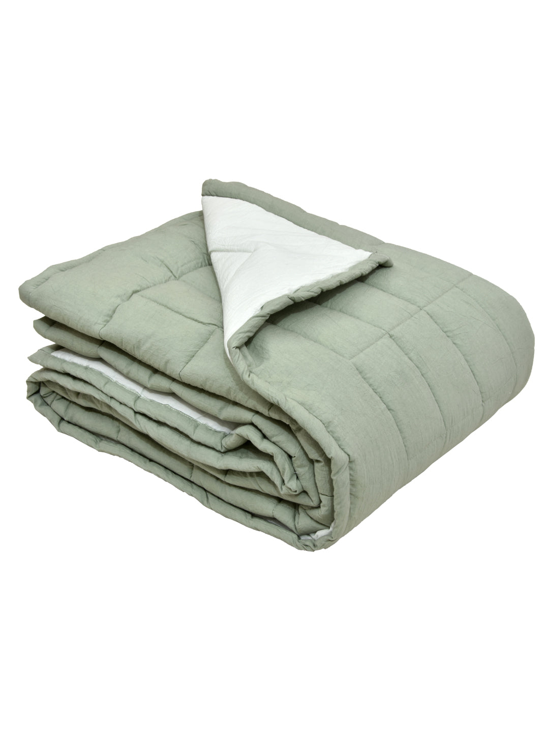 Green Cambric Cotton Reversible Dohar -  Single