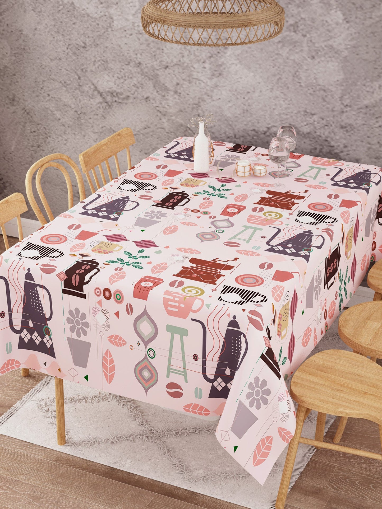 Teaster Printed Peach Colored Cotton Table Cover