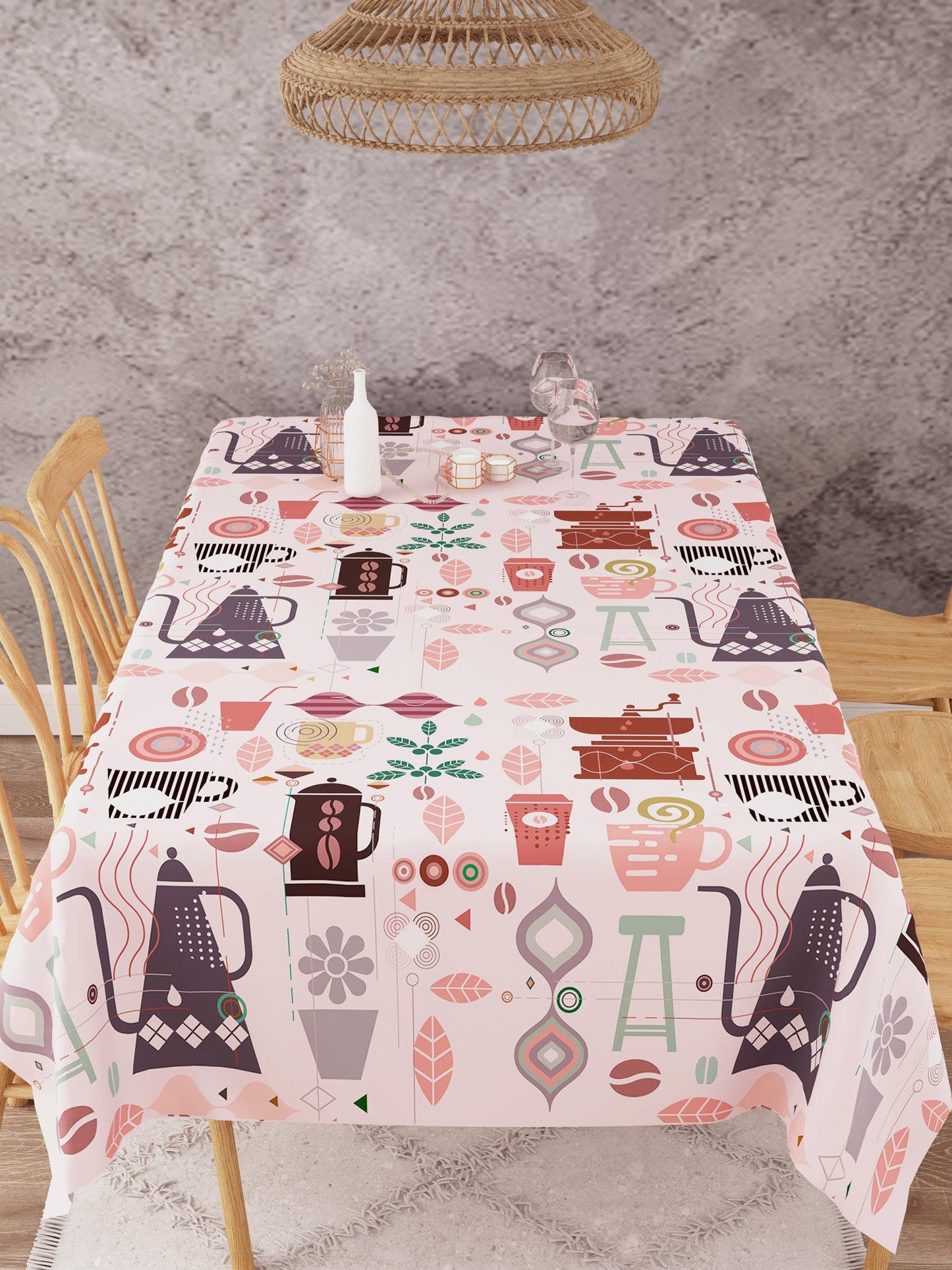 Teaster Printed Peach Colored Cotton Table Cover