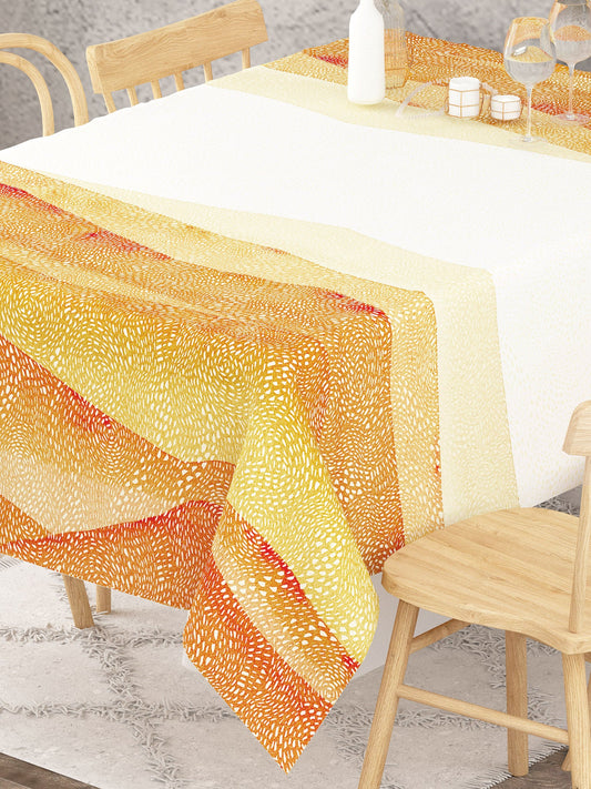 Abstract Digital Print White and Yellow Table Cover