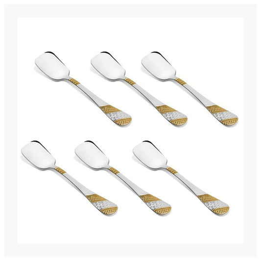 Fns - Imperio Ice Cream Spoon Set Of 6Pcs Gold - Ghar Sajawat