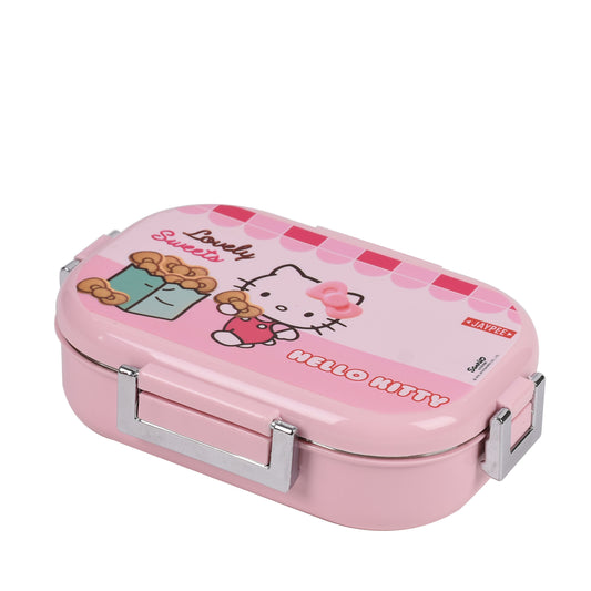 Jaypee Plus - Top Steel Stainless Steel Lunch Box 1Pcs (650ML With Spoon) Pink Hello Kitty - Ghar Sajawat