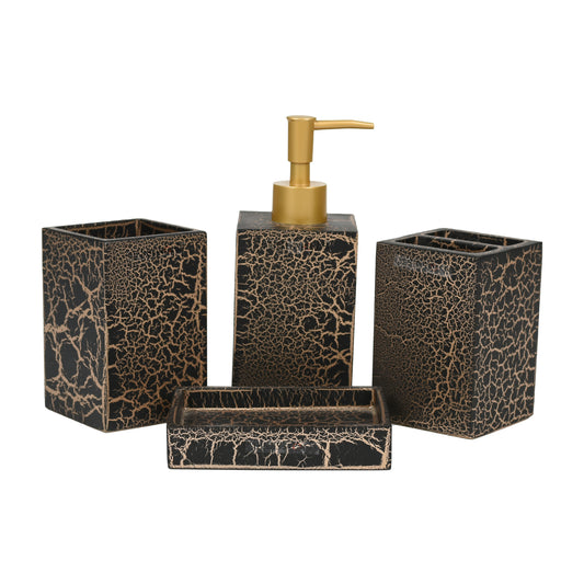 Obsessions - Alvina Liquid Soap Despenser Set Of 4Pcs Black Gold - Ghar Sajawat