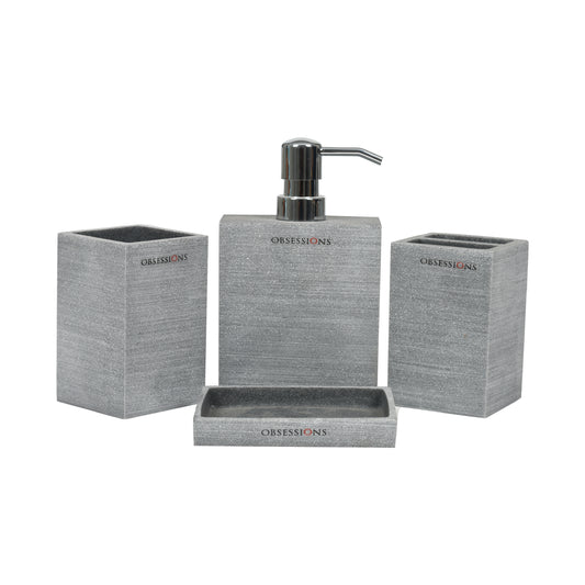 Obsessions - Alvina Liquid Soap Despenser Set Of 4Pcs (4008) Concrete - Ghar Sajawat
