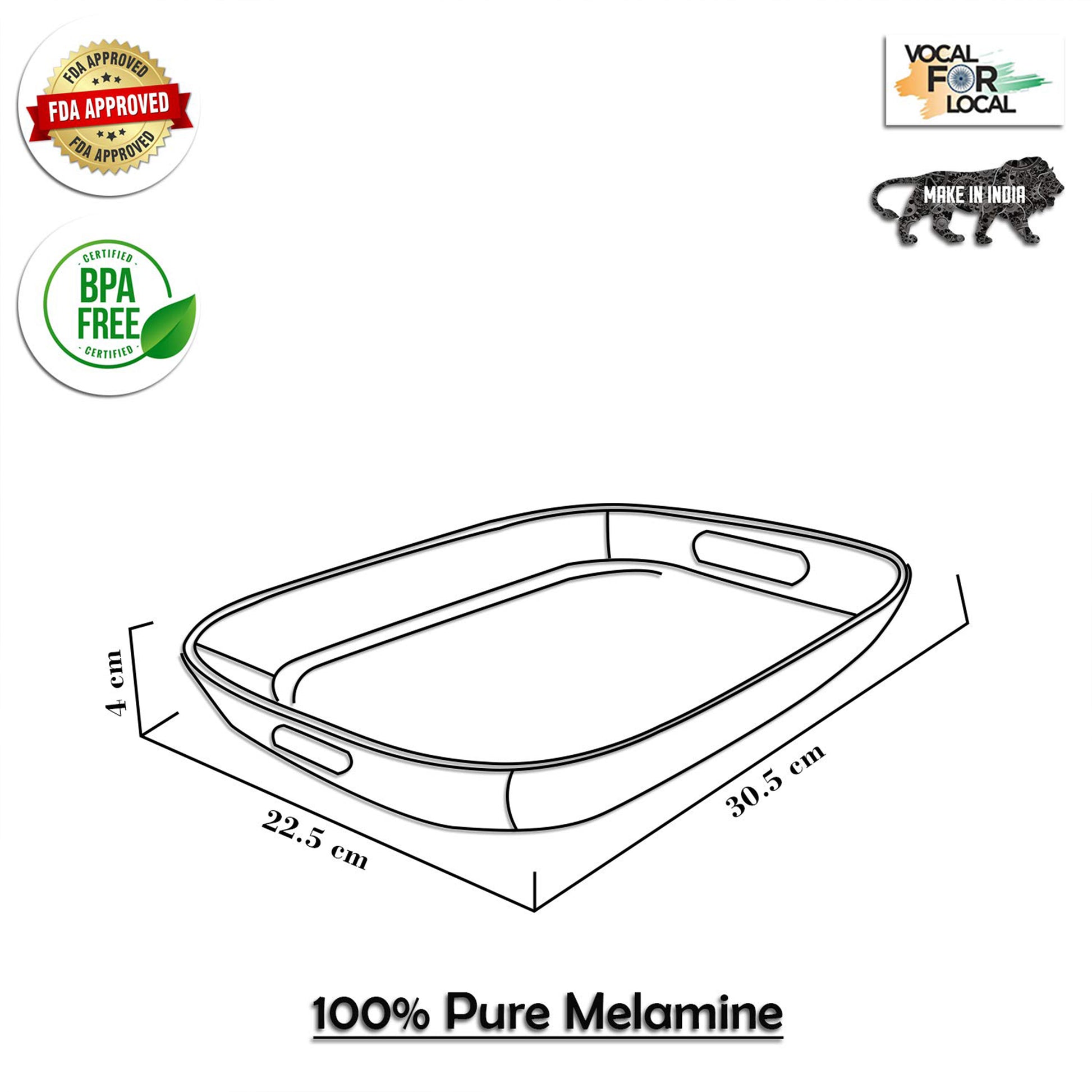 Stehlen - Handy Tray Ova Medium Assorted Design Melamine BPA Free FDA Approved Serving Tray 19052 Marble Lines - Ghar Sajawat