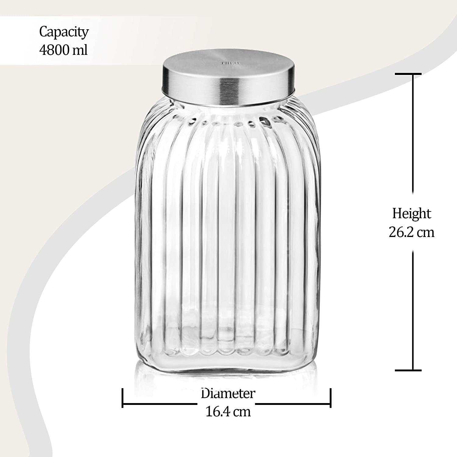 Treo - Bruno High-Quality Clear Glass Jar 1Pcs (4.8 Ltr) Transparent - Ghar Sajawat