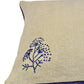 Beige and Purple Hemp Floral Hand Embroidered Cushion Cover