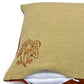 Beige and Brown Hemp Floral Hand Embroidered Cushion Cover