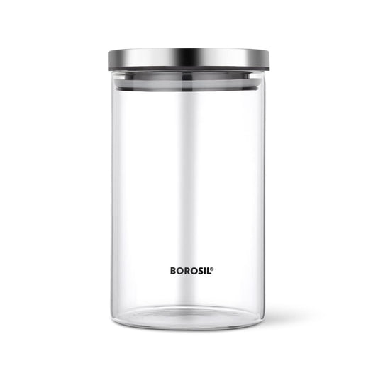 Borosil - Classic 100% Borosilicate Glass Storage Jar 1Pcs (900ML) Transparent - Ghar Sajawat