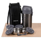 Borosil - Hyrda Hot N Fresh Thermosteel Lunch Box Set Of 4Pcs (2Pcs - 350 ML+2Pcs - 420 ML) Grey - Ghar Sajawat