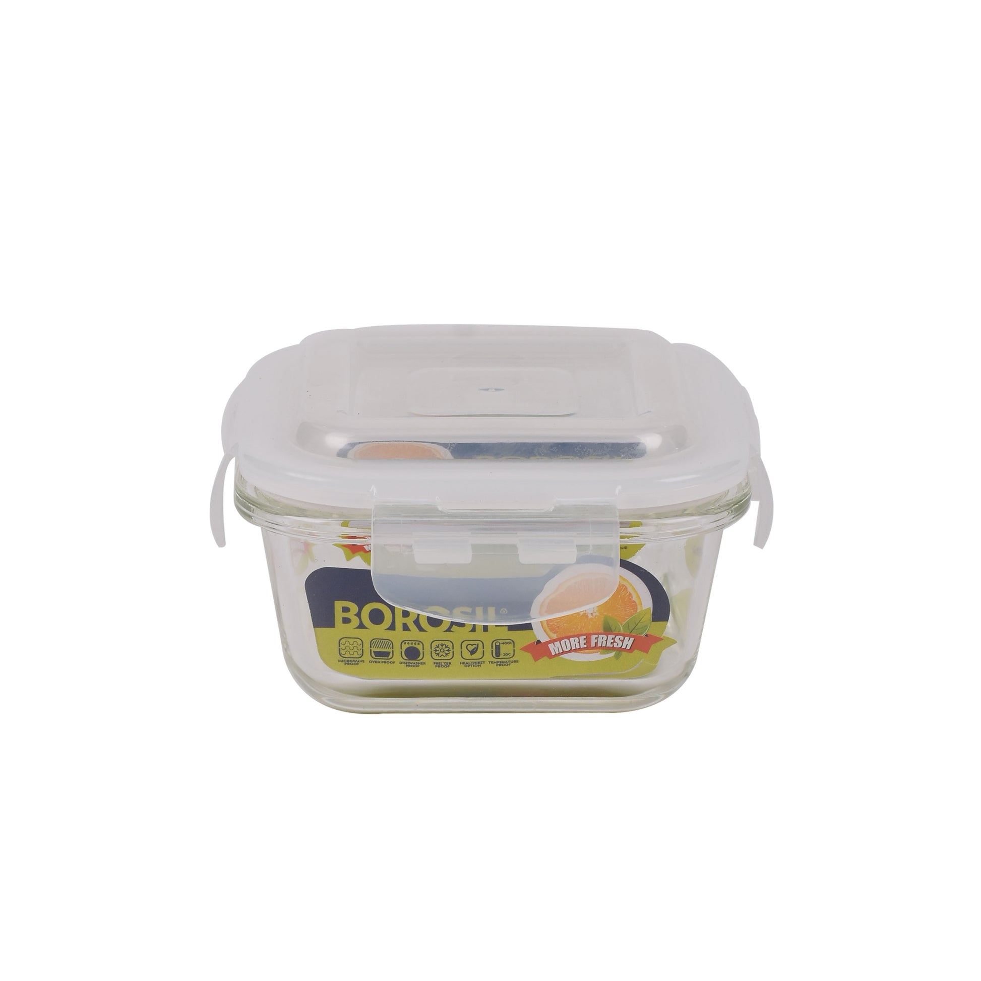 Borosil - Klip-N-Store Microwavable Glass Lunch Box Set Of 4Pcs (2Pcs-320ML+2Pcs-240ML) Blue - Ghar Sajawat