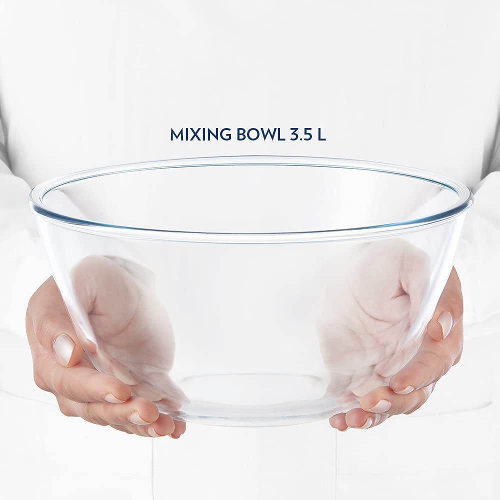 Borosil - Mixing Bowl Microwave Safe Borosilicate Glass 3.5 Ltr Transparent - Ghar Sajawat