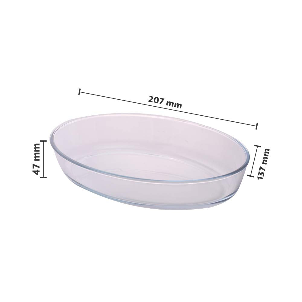 Borosil - Oval Dish Microwave Safe Borosilicate Glass 0.7 Ltr Transparent - Ghar Sajawat
