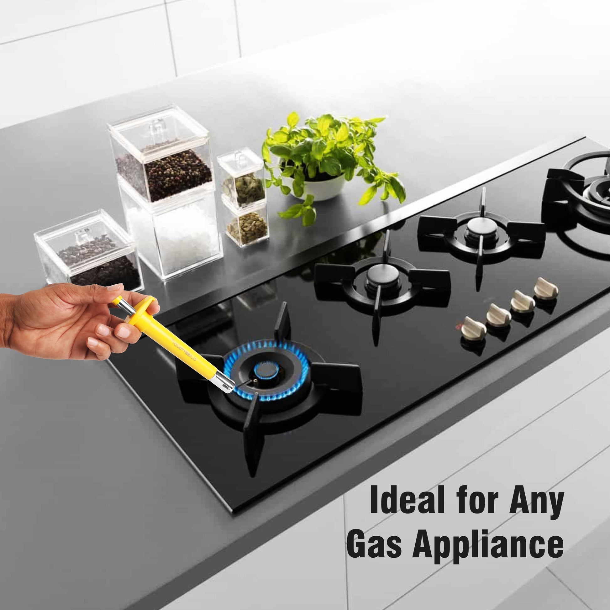 Classy Touch - Gas Lighter Abs Metal Lighters for Gas Stoves, Restaurants & Kitchen Yellow - Ghar Sajawat