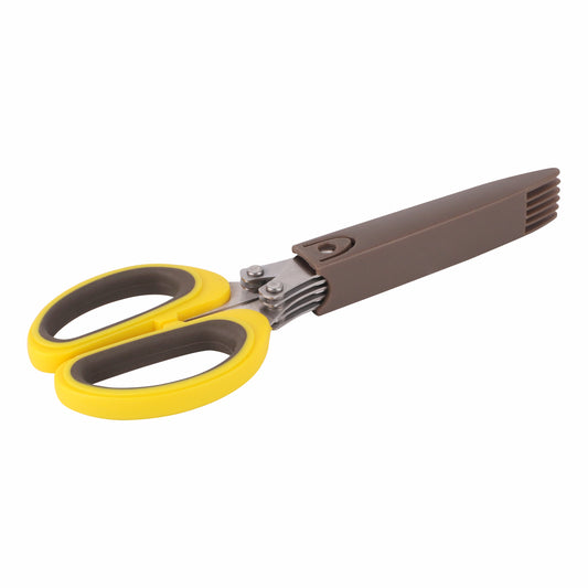Classy Touch - Herb Scissors Multipurpose Cutting Shears with 5 Stainless Steel Blades Yellow - Ghar Sajawat