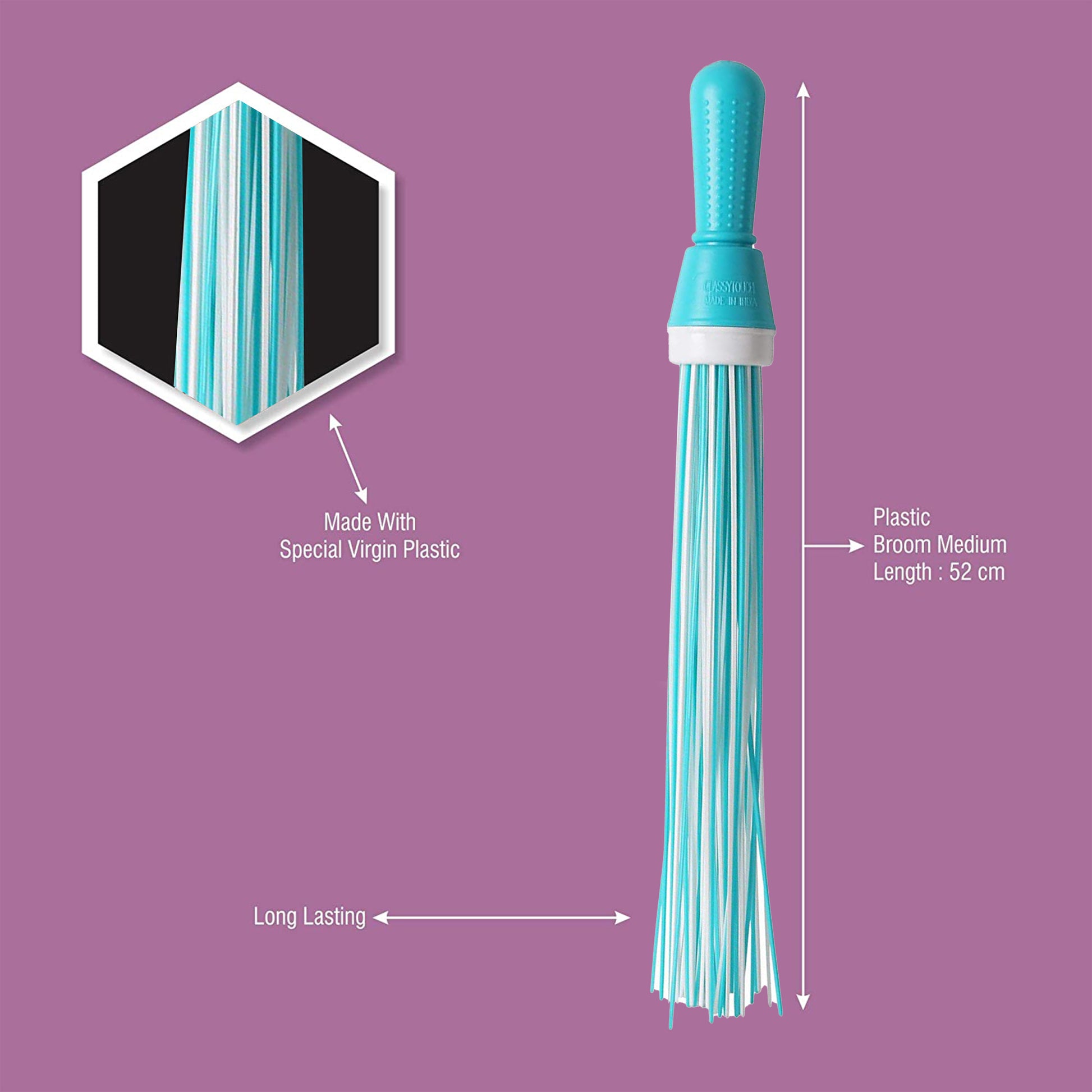 Classy Touch - Kharata Broom (Ct-1154) Plastic Hard Bristle for Home, Washroom, Bathroom, Kitchen Multipurpose Use Sky Blue - Ghar Sajawat