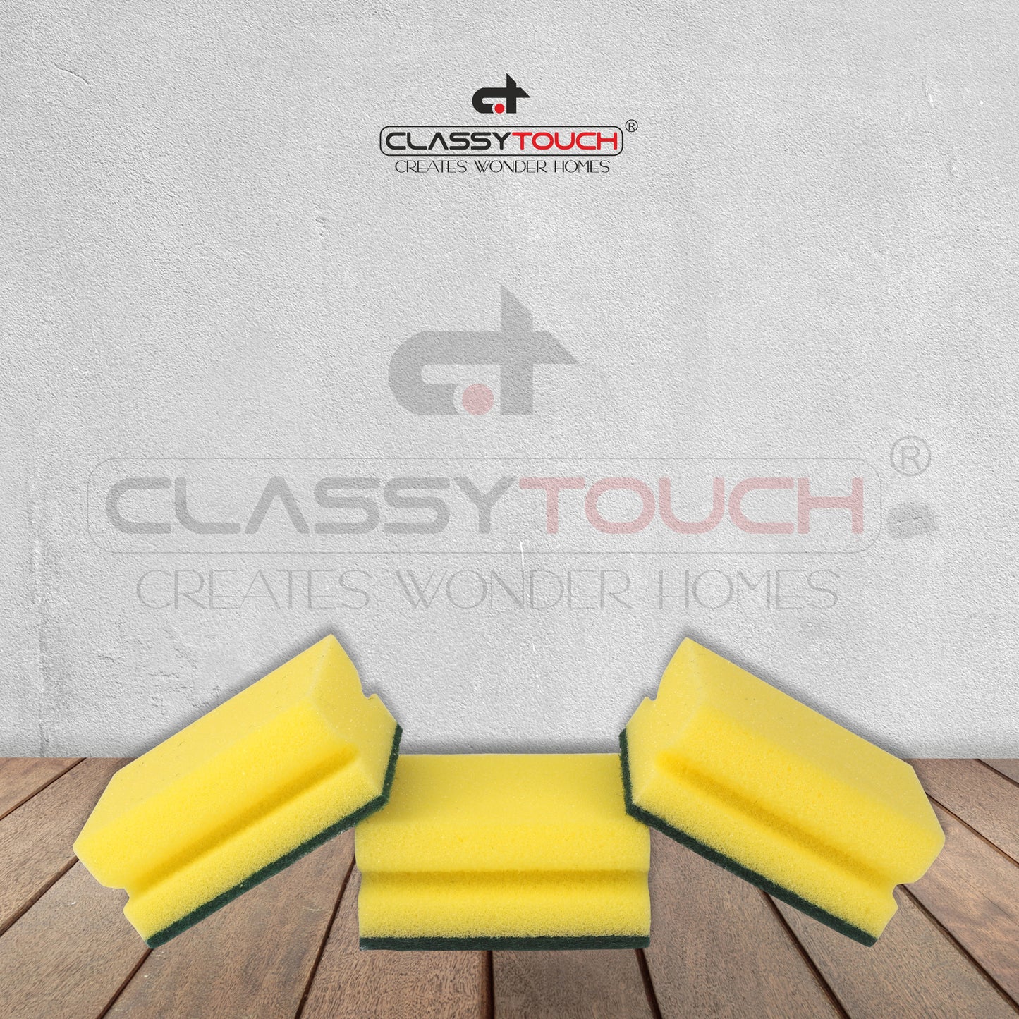 Classy Touch - Sponge 3 Pcs (Ct-0002A) Yellow - Ghar Sajawat