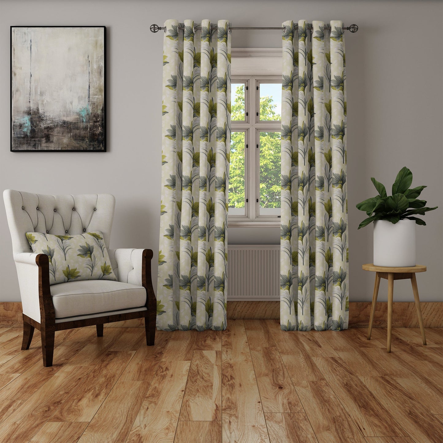 Curtain Street - Turbo Floral Curtain (00026) Green