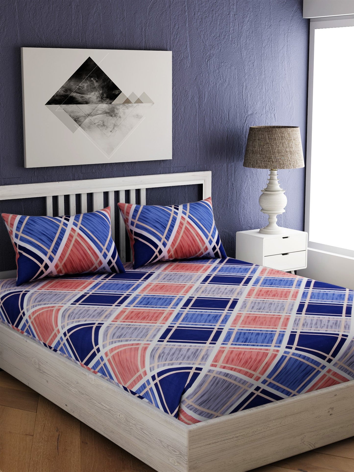 Blue Geometric Print 100% cotton Bedsheet
