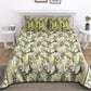 Beige and Green Floral Print Double King Cotton Bed Cover/Bed Spread