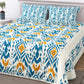 White and Blue Floral Print Double King Cotton Bed Cover/Bed Spread