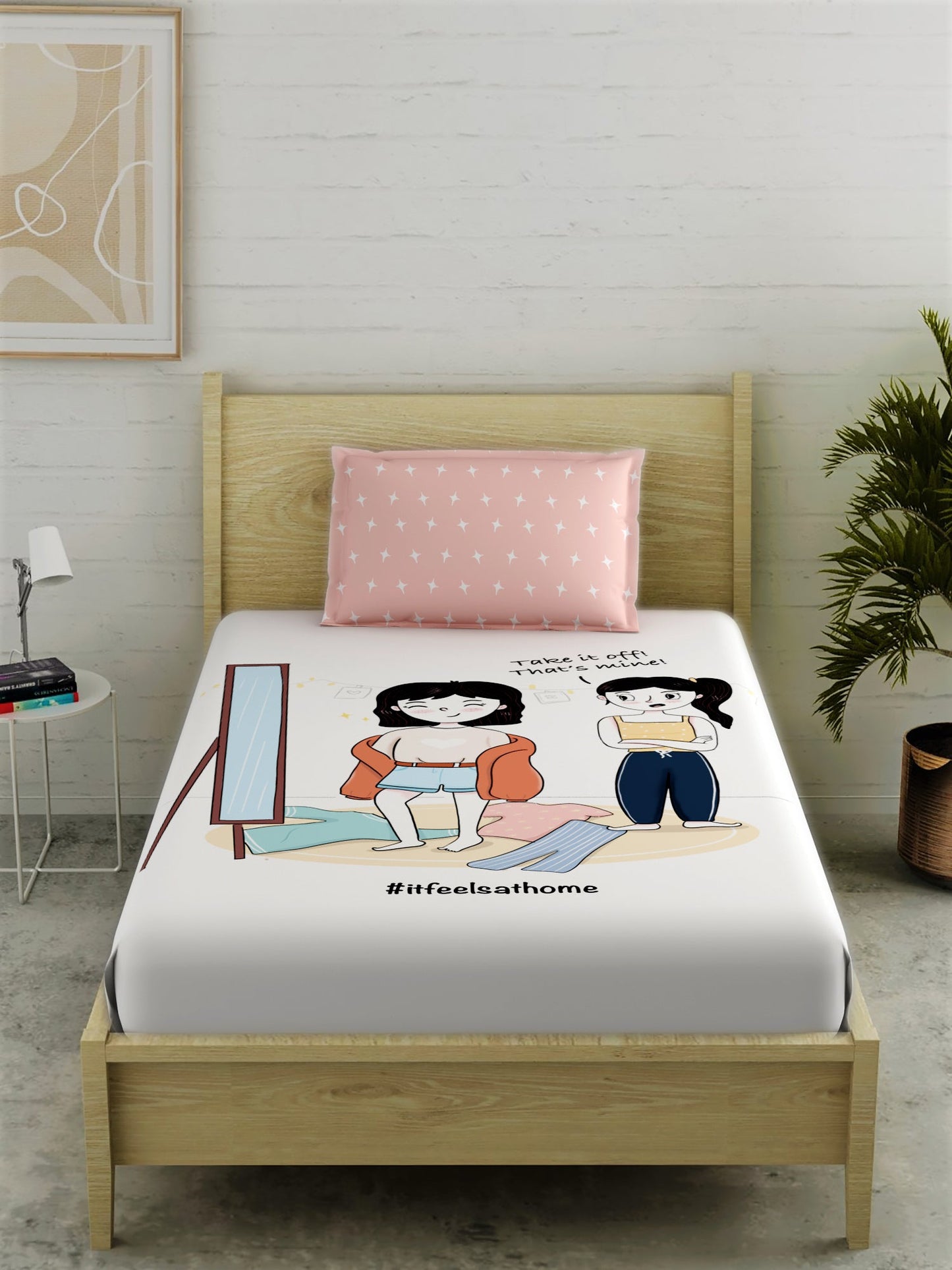 IFAH Doodle 100% Cotton Single Bedsheet Set