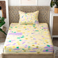 Yellow Abstract Print Pure Cotton Single Bedsheet with 1 Pillow Cover