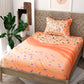 Orange Abstract Print Pure Cotton Single Bedsheet with 1 Pillow Cover