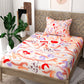 White and Red Abstract Print Pure Cotton Single Bedsheet with 1 Pillow Cover