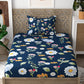 Dark Blue Floral Print Pure Cotton Single Bedsheet with 1 Pillow Cover