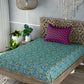 Sea Green Floral Print Single Bedsheet with 1 Pillow Cover