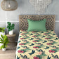 Yellow&Green Floral Print Single Bedsheet with 1 Pillow Cover