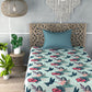 Sky Blue Floral Print Single Bedsheet with 1 Pillow Cover