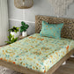 Light Green Floral Print Single Bedsheet with 1 Pillow Cover