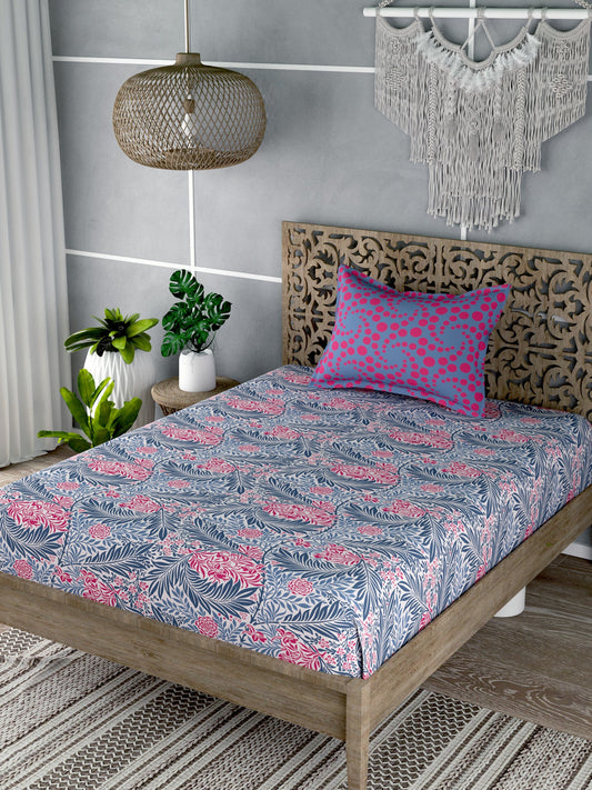 Multicolor Floral Print Single Bedsheet with 1 Pillow Cover