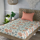 Beige Floral Print Single Bedsheet with 1 Pillow Cover