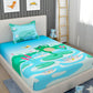 EverHome Blue and Green Animal Print 100%Cotton Single Bedsheet with 1 Pillow Cover (150X224 cm)