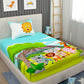 EverHome Blue and Green Animal Print 100%Cotton Single Bedsheet with 1 Pillow Cover (150X224 cm)